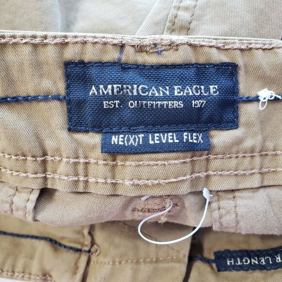 American Eagle Mens Cargo Shorts Size 30 Next Level Flex Longer Length Tan Brown - Picture 8 of 10
